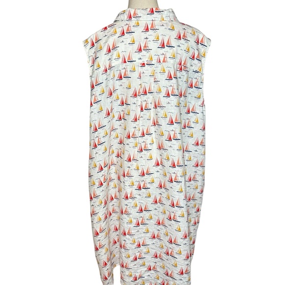 Cynthia Rowley Linen Sleeveless Sailboat Print Dress Shark Plus Size 3x - Picture 3 of 10